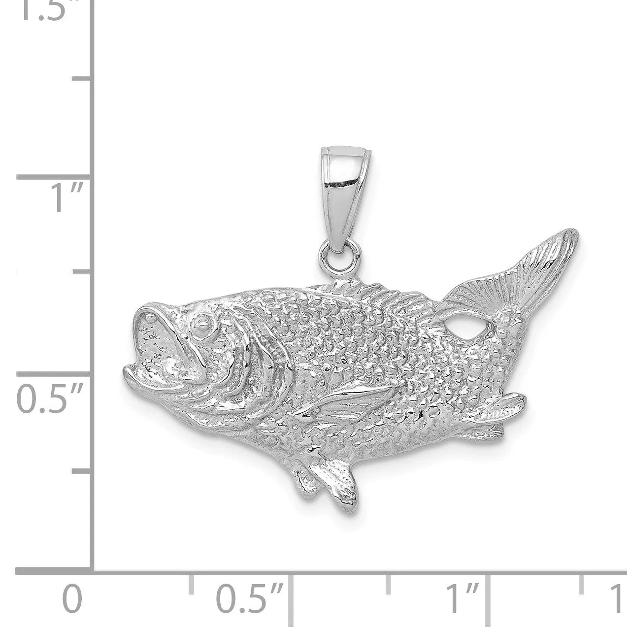 14k White Gold Largemouth Bass Pendant