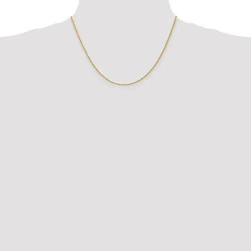 14k Yellow Gold 1.3mm Solid Machine-Made with Lobster Rope Chain Available Sizes 6-30