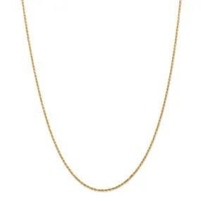 14k Yellow Gold 1.3mm Solid Machine-Made with Lobster Rope Chain Available Sizes 6-30