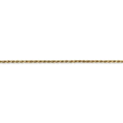 14k Yellow Gold 1.3mm Solid Machine-Made with Lobster Rope Chain Available Sizes 6-30