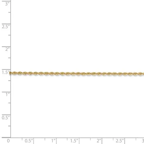 14k Yellow Gold 1.50mm Regular Rope Chain Available Sizes 6-30