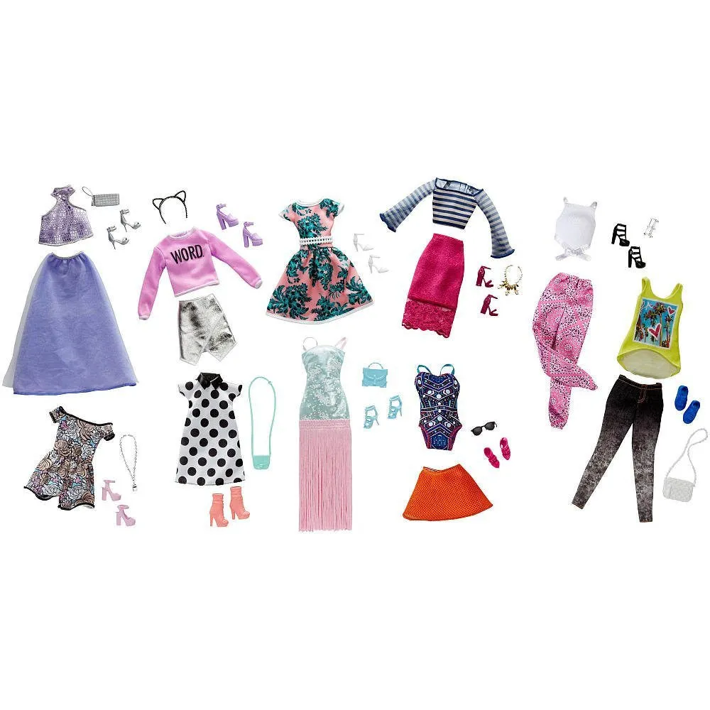 Barbie Pink Passport Fashion Doll Outfits - 10 Pack