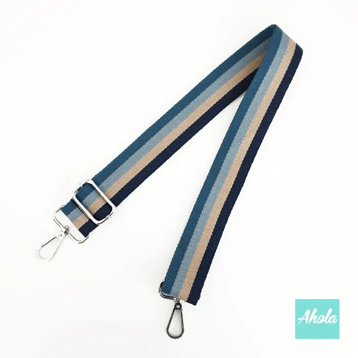 Blue Stripes - Adjustable Crossbody Nylon Strap 藍色間條斜背帶