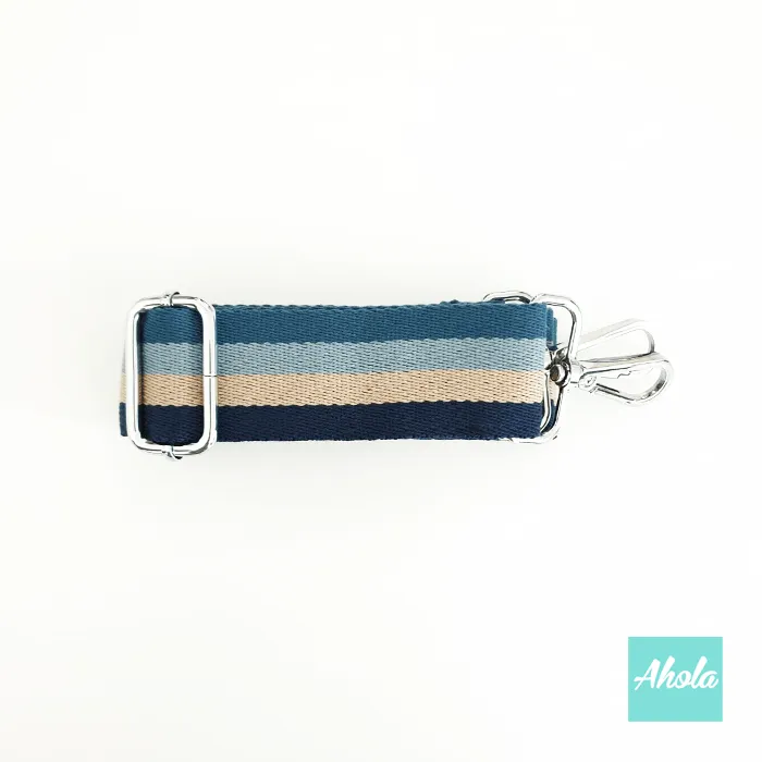 Blue Stripes - Adjustable Crossbody Nylon Strap 藍色間條斜背帶