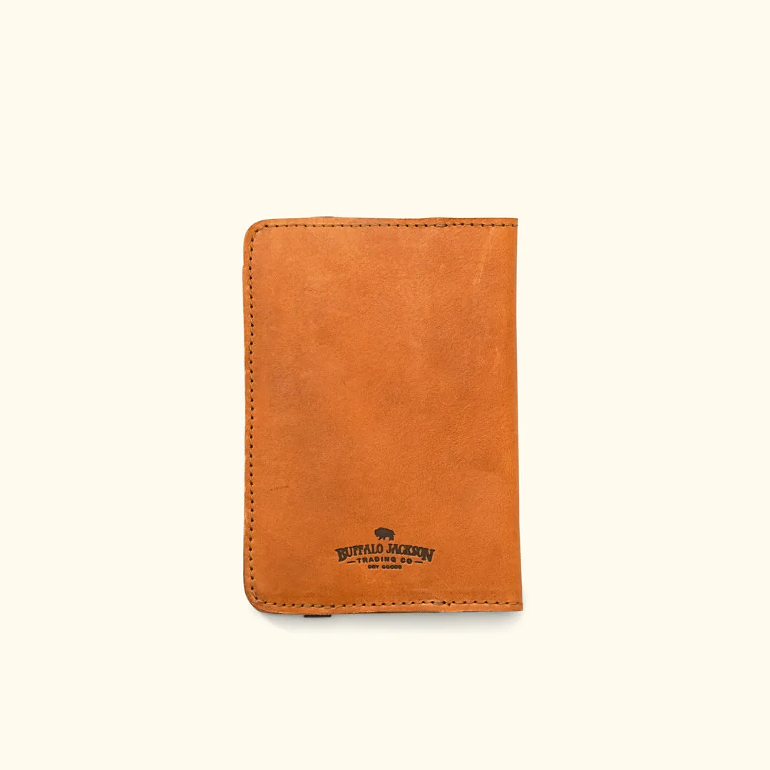 Dakota Leather Field Notes Cover & Passport Travel Wallet, Buffalo Emboss | Saddle Tan