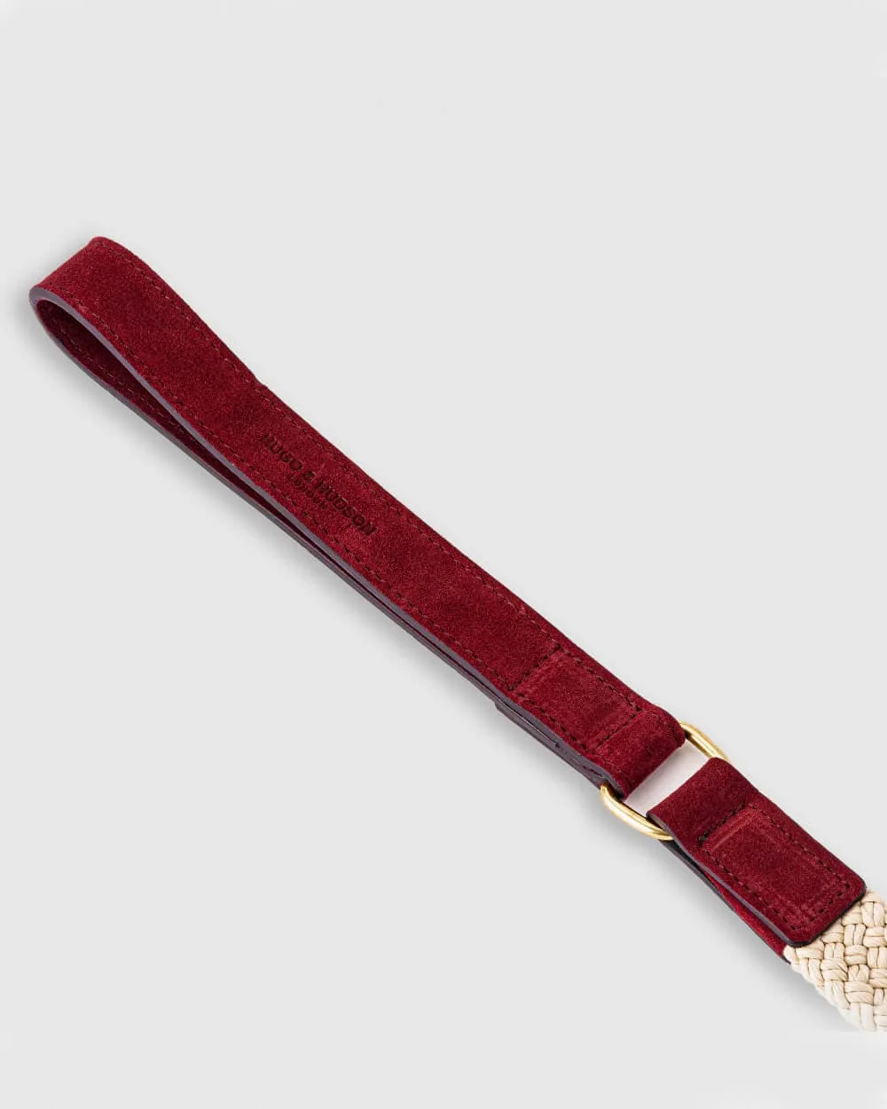 Flat Rope and Leather Dog Lead - Burgundy