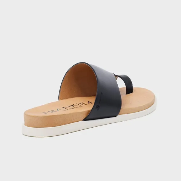 FRANKIE4 Lilli III Black Leather Slides