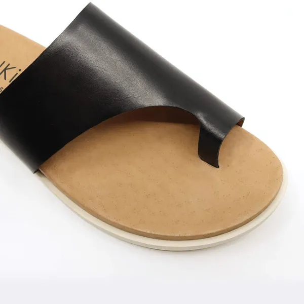 FRANKIE4 Lilli III Black Leather Slides