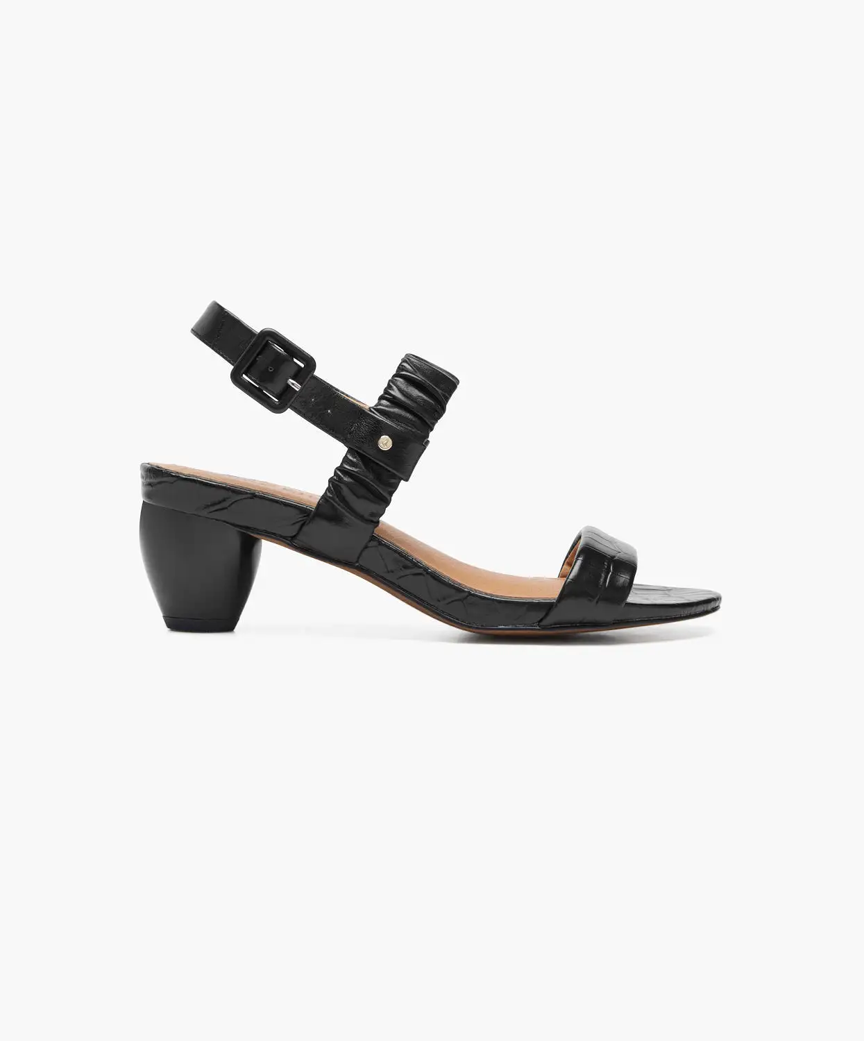 FRANKIE4 Mollie II Black Croc Emboss Sandals