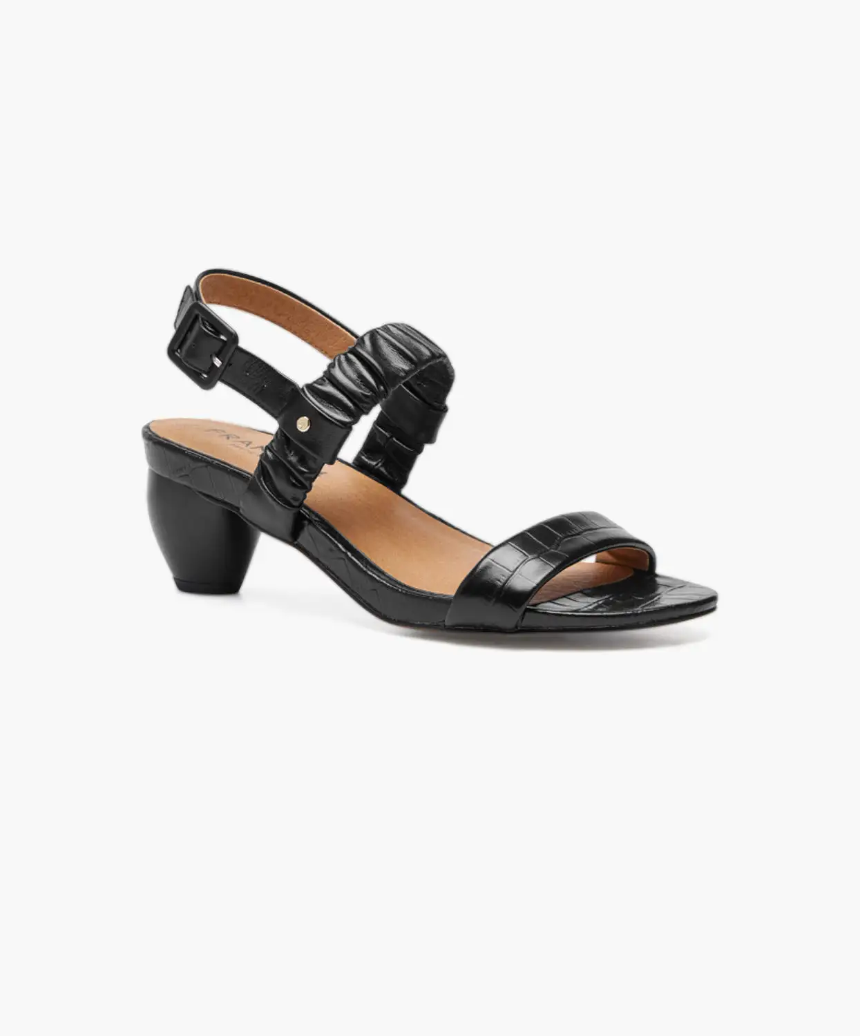 FRANKIE4 Mollie II Black Croc Emboss Sandals