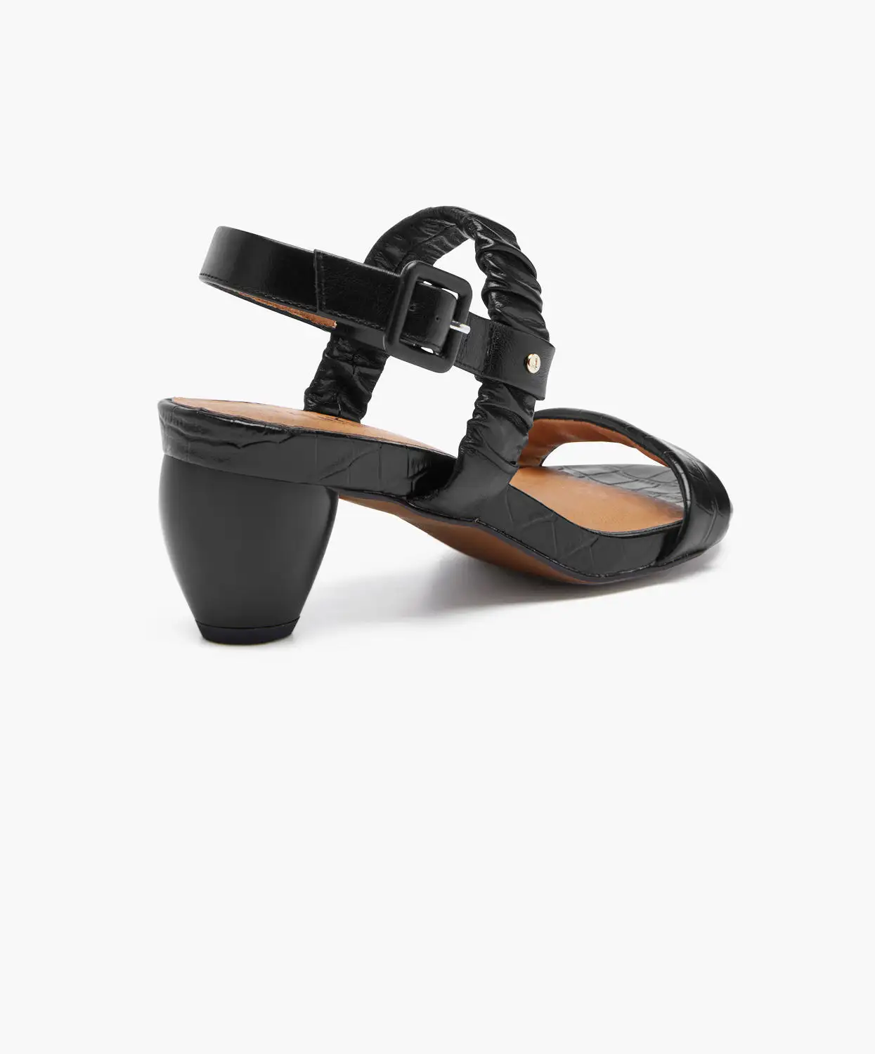 FRANKIE4 Mollie II Black Croc Emboss Sandals