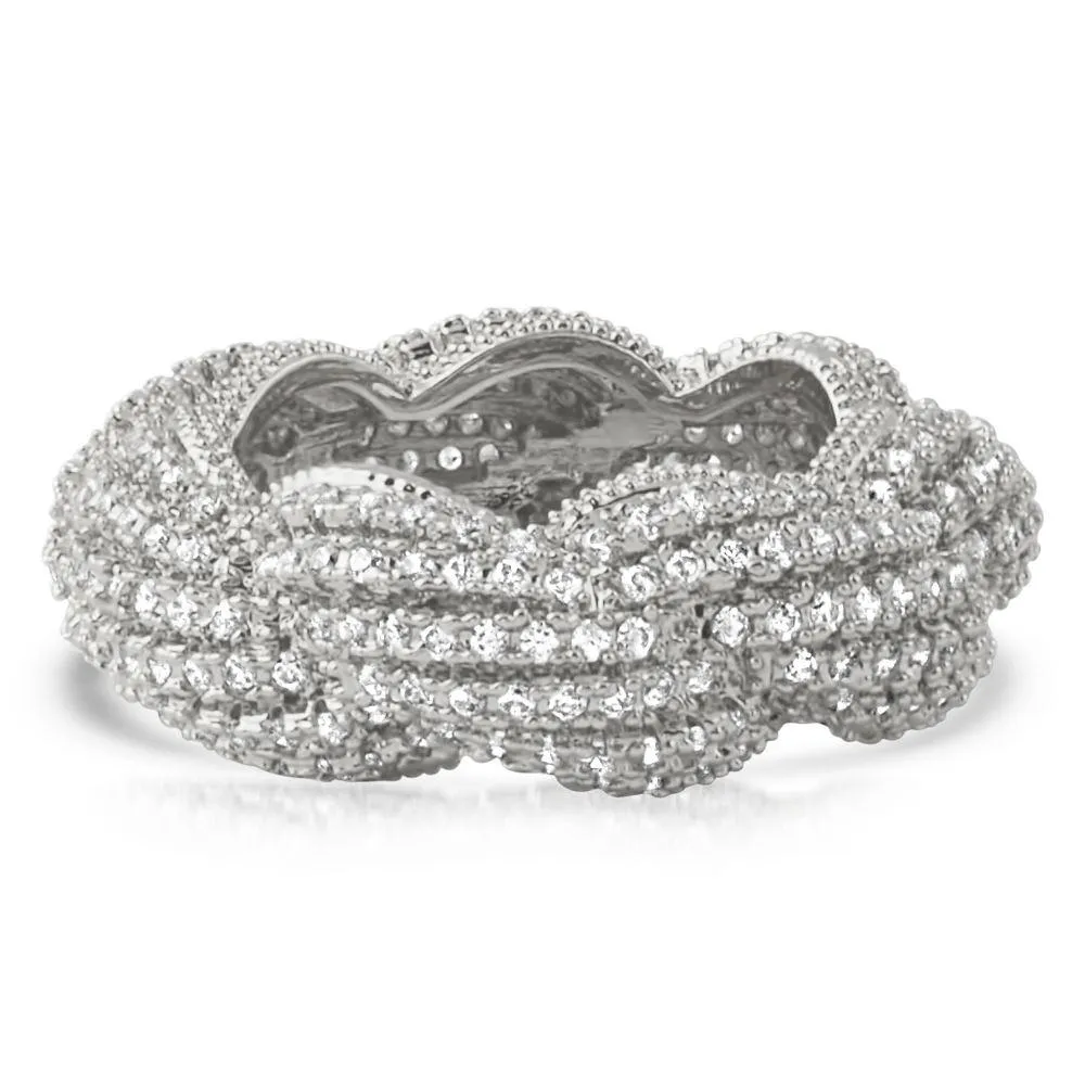 French Rope CZ Eternity Band Hip Hop Ring