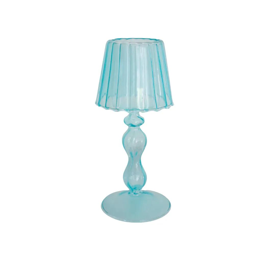 Glass Candle Dining Table Lamp Blue