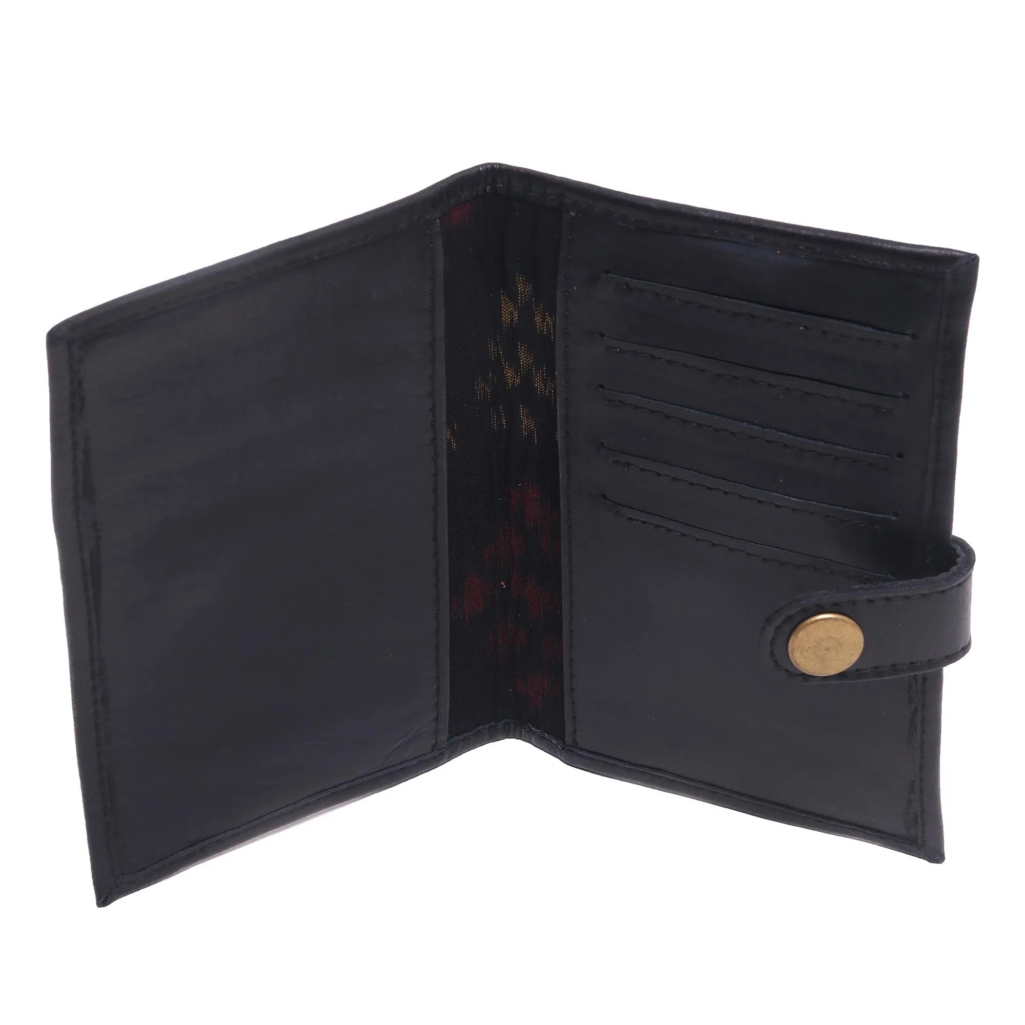 Gringsing Getaway in Black Fair Trade Handcrafted Black Leather Passport Holder