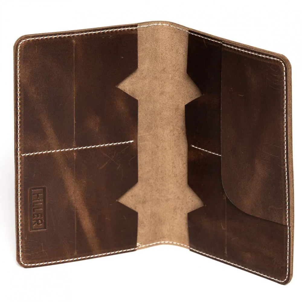 Hiller Leather Family Passport Holder/Business Card Holder/Money Purse for Men and Women (Castle Sedona)