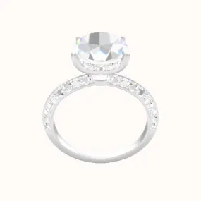 Knife Edge Double Row Pave Engagement Ring With Low Set Pave  Hidden Halo Head