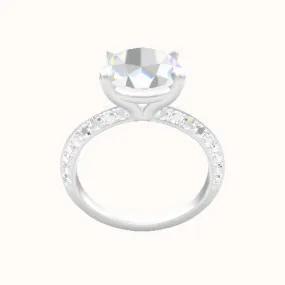 Knife Edge Double Row Pave Engagement Ring With Standard Four Prong Head