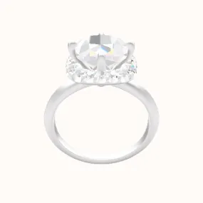 Knife Edge Engagement Ring With Petal Prong Halo Head