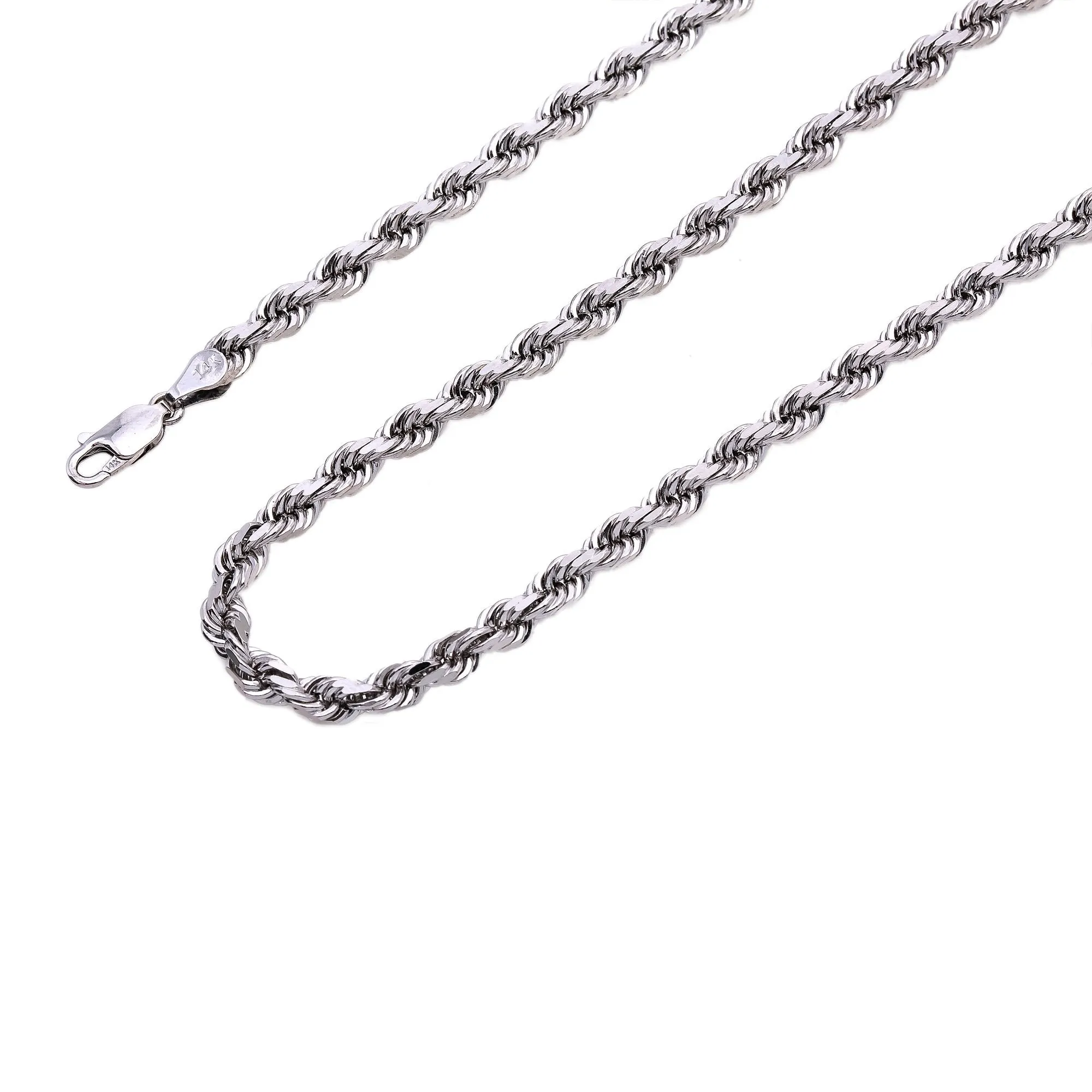 Men's 10K White Gold Hollow Rope Chain