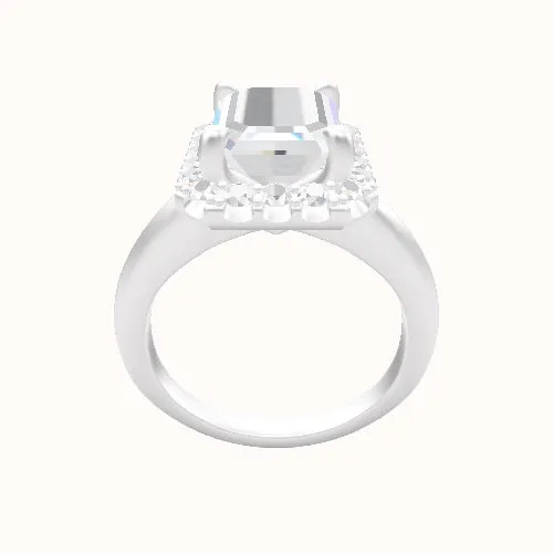 Modern Knife Edge Engagement Ring With Halo Head