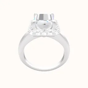 Modern Knife Edge Engagement Ring With Halo Head