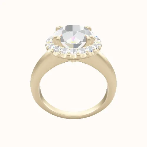 Modern Knife Edge Engagement Ring With Halo with Double Prong Head