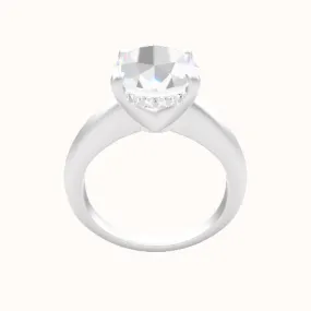 Modern Knife Edge Engagement Ring With V Prong with Hidden Halo Head