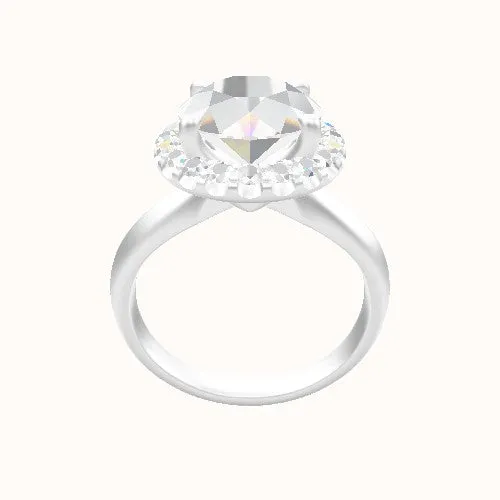 Modified Knife Edge Engagement Ring With Halo Head