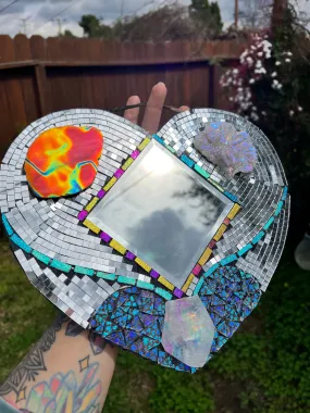 Mosaic Disco Heart Mirror