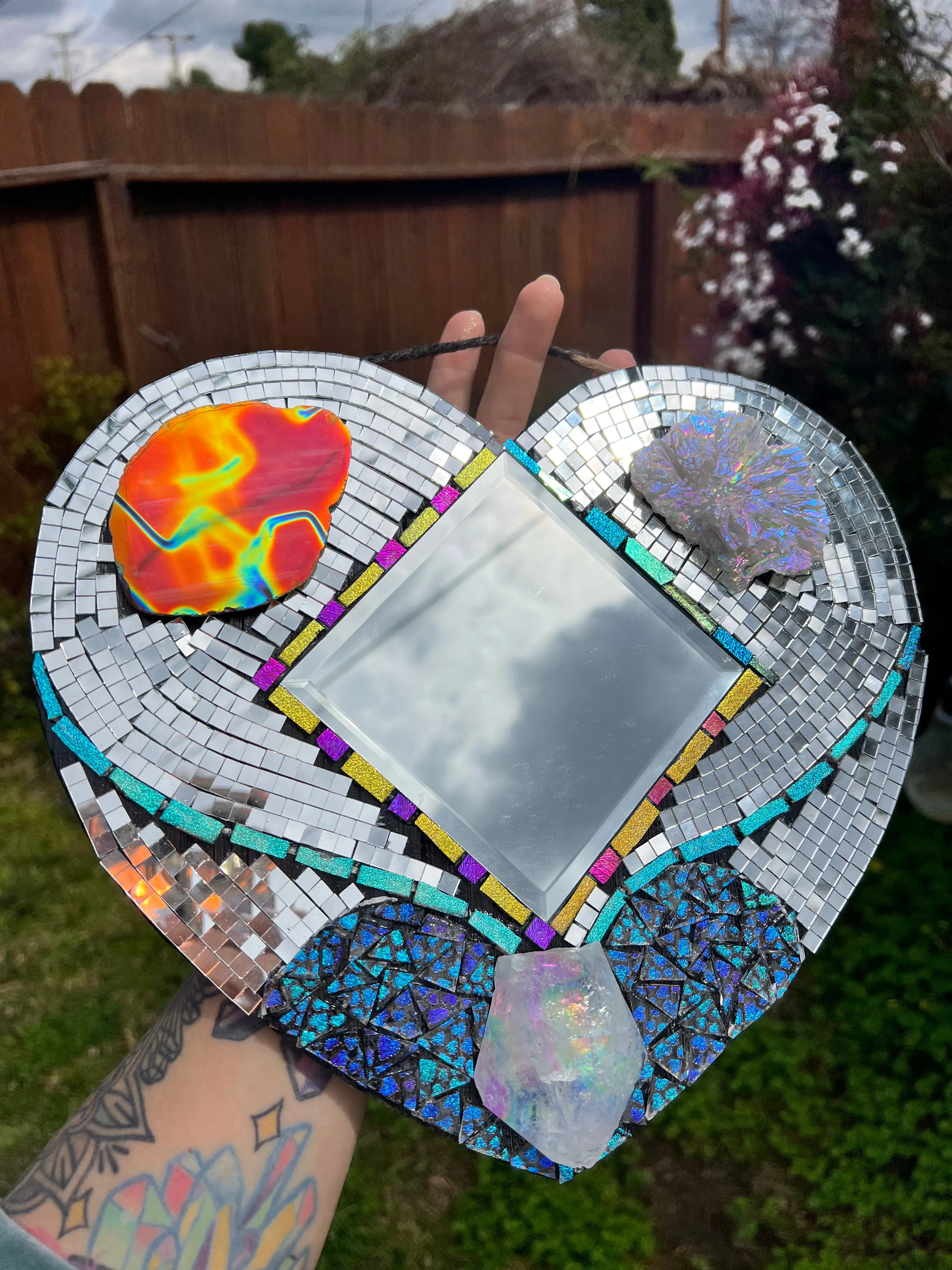 Mosaic Disco Heart Mirror