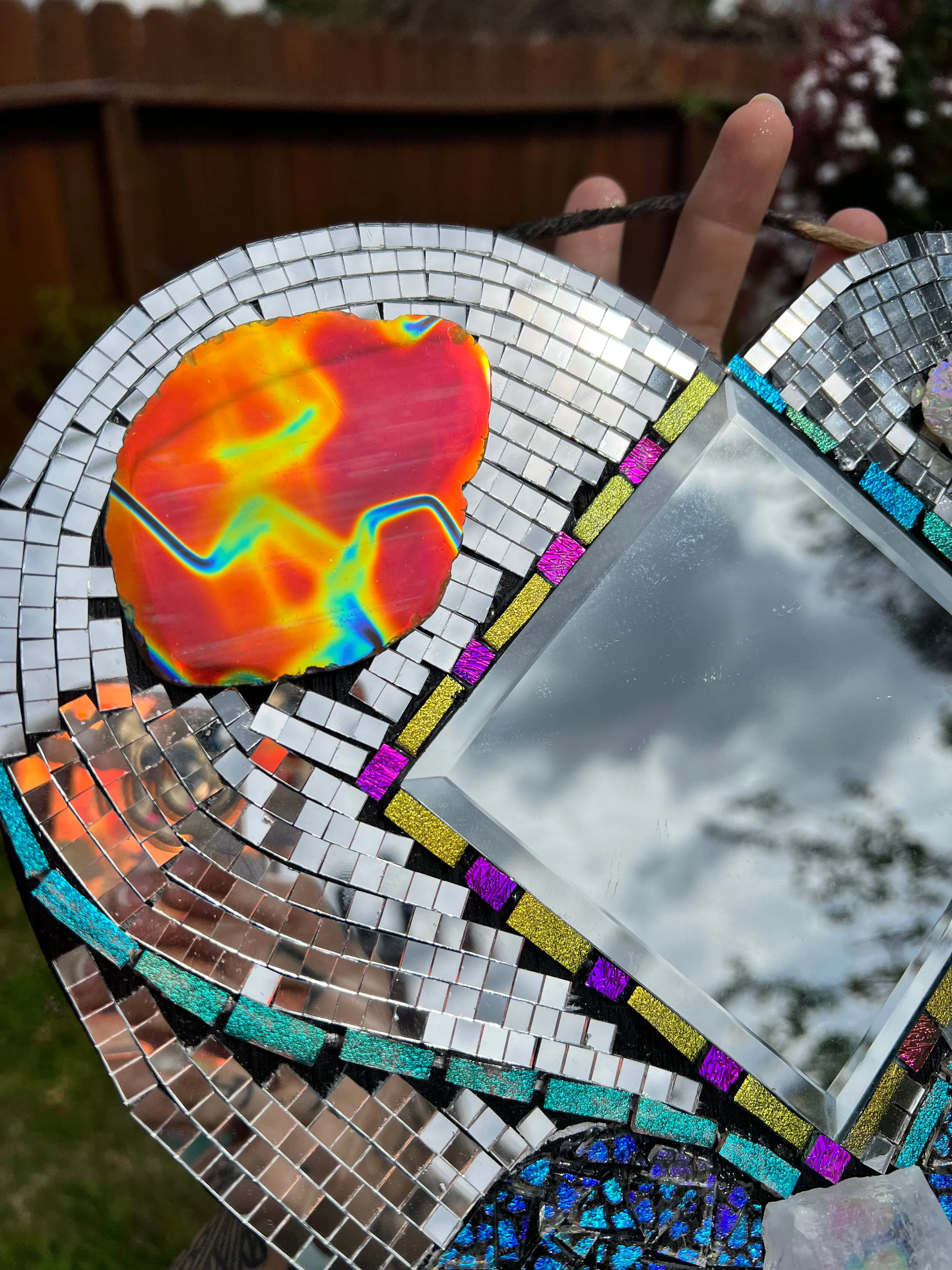 Mosaic Disco Heart Mirror