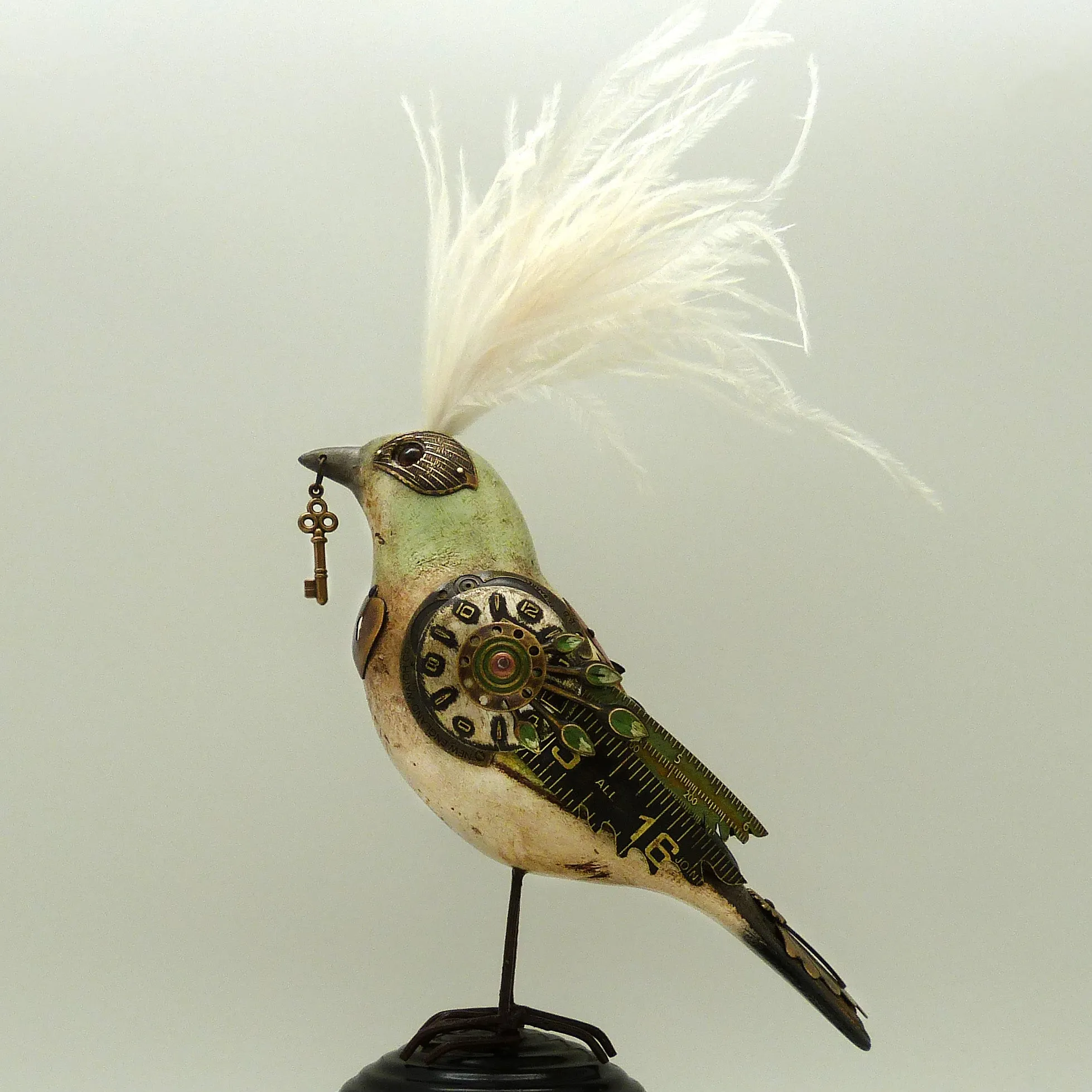 Mullanium Black Green Bird on Croquet Ball Artists Jim Tori Mullan Steampunk Handmade