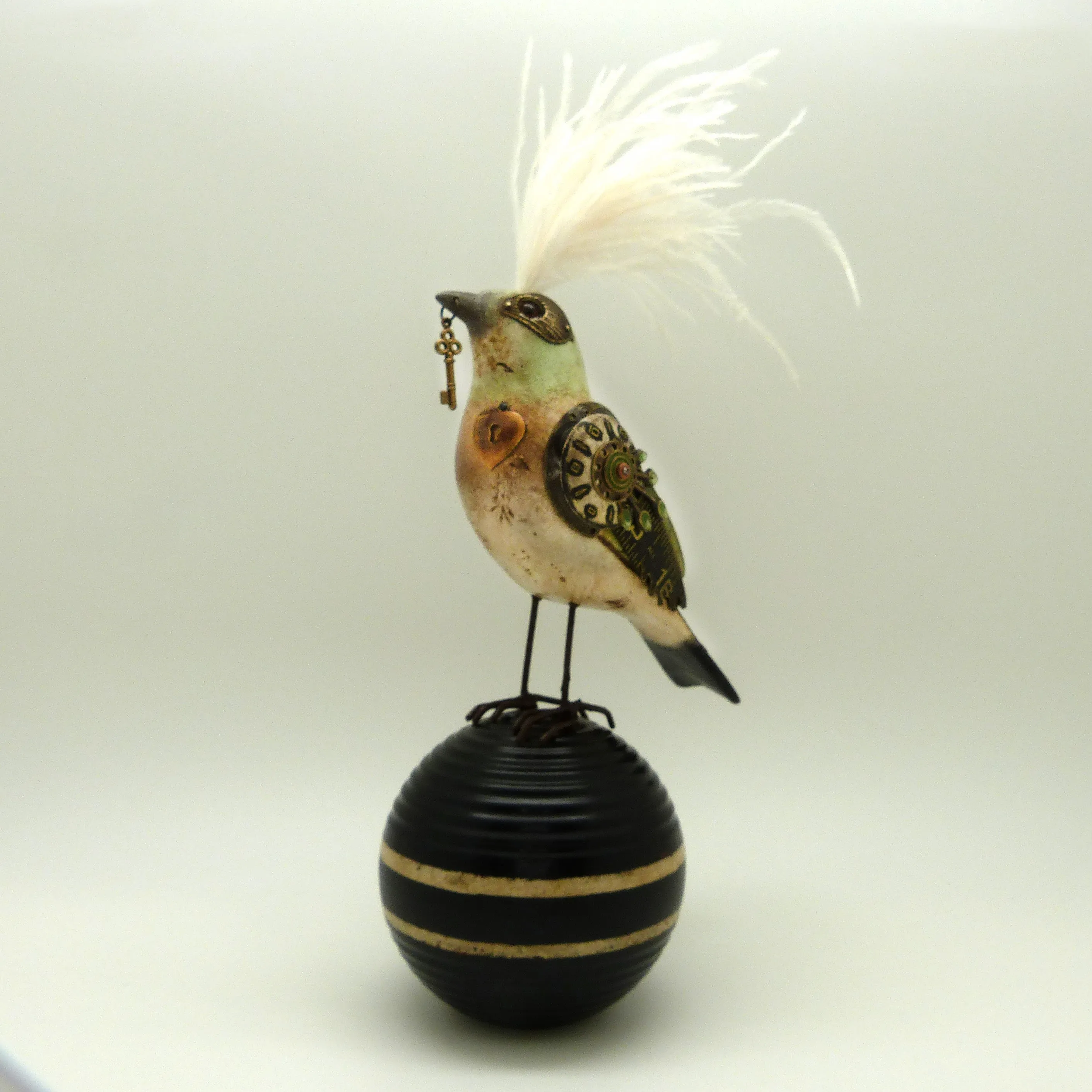 Mullanium Black Green Bird on Croquet Ball Artists Jim Tori Mullan Steampunk Handmade