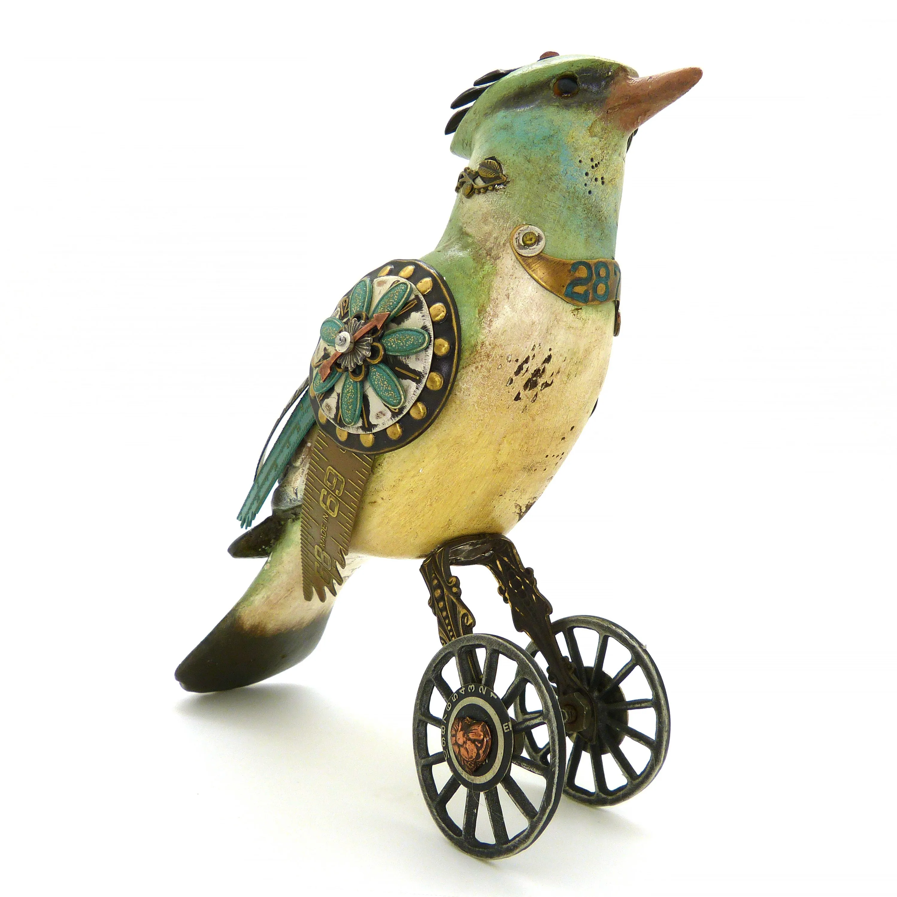 Mullanium Blue Jay Wheels Artists Jim Tori Mullan Steampunk Handmade BD94