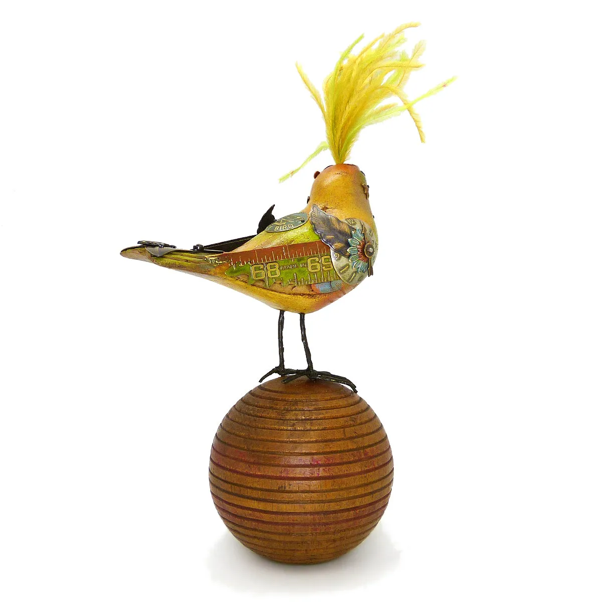 Mullanium Creek Warbler Bird on Ball Artists Jim Tori Mullan Steampunk Handmade