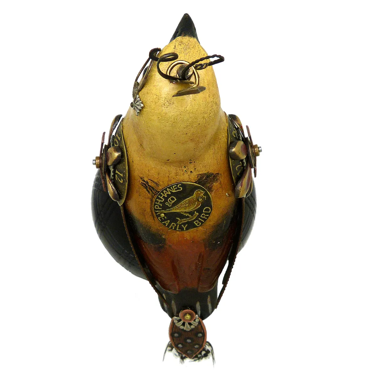 Mullanium Roufus Backed Finch Bird on Croquet Ball Artists Jim Tori Mullan Steampunk Handmade