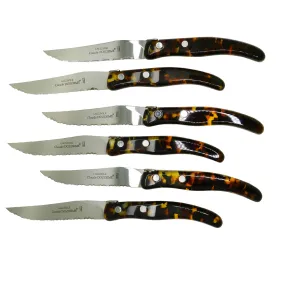 NEW Claude Dozorme Laguiole Steak Knife Gift Set of 6 Tortose Flake Handle