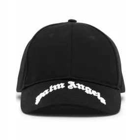 PALM ANGELS Curved Rubberized Logo Baseball Cap Black