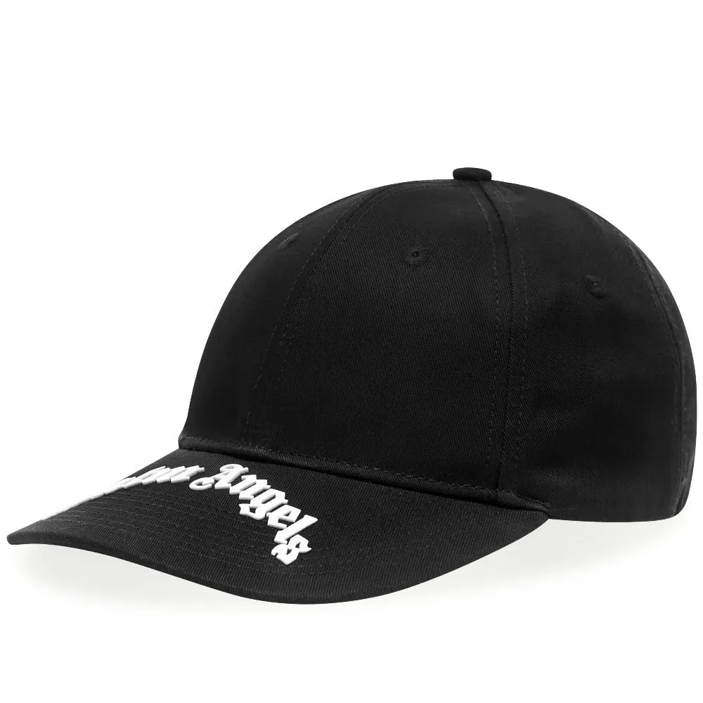 PALM ANGELS Curved Rubberized Logo Baseball Cap Black