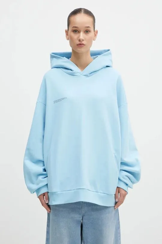 Pangaia cotton sweatshirt blue color hooded with a print