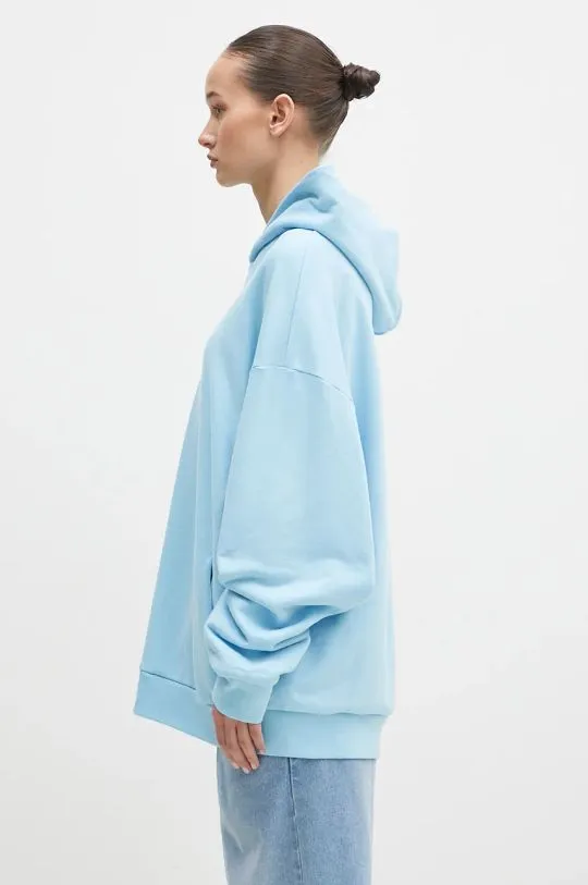 Pangaia cotton sweatshirt blue color hooded with a print