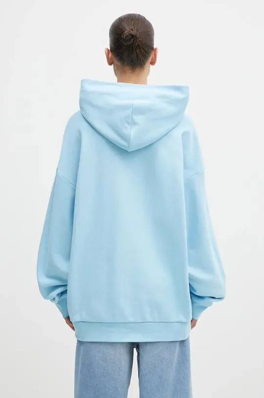 Pangaia cotton sweatshirt blue color hooded with a print