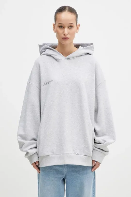 Pangaia cotton sweatshirt gray color hooded with a print