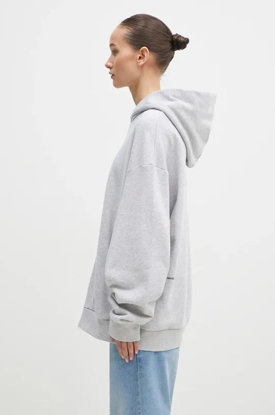 Pangaia cotton sweatshirt gray color hooded with a print