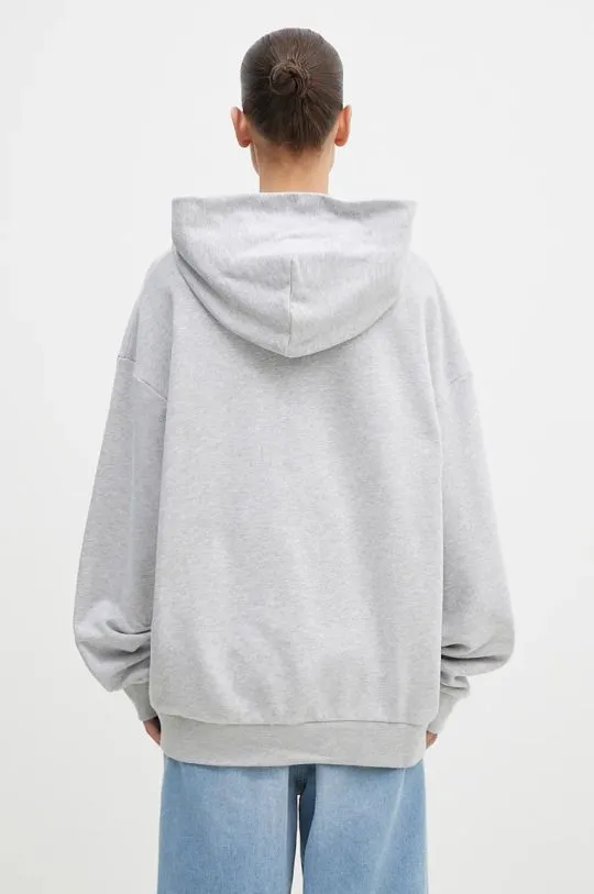 Pangaia cotton sweatshirt gray color hooded with a print