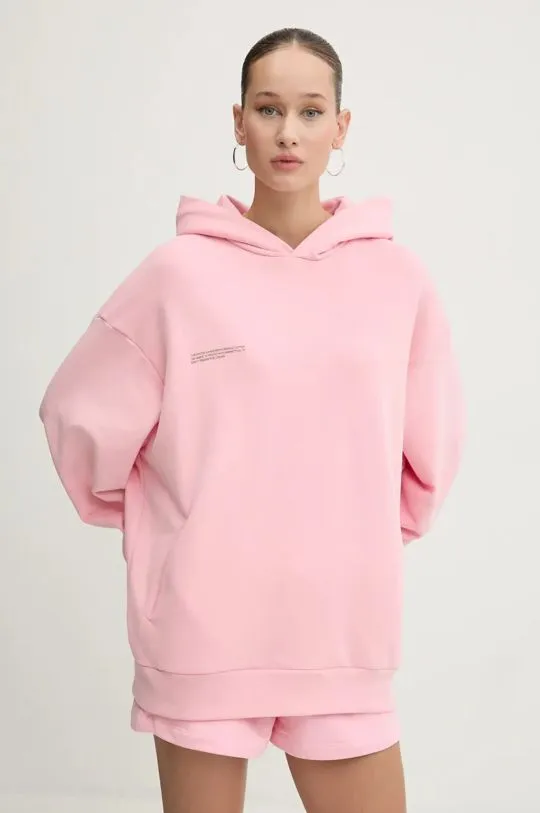 Pangaia cotton sweatshirt pink color hooded with a print