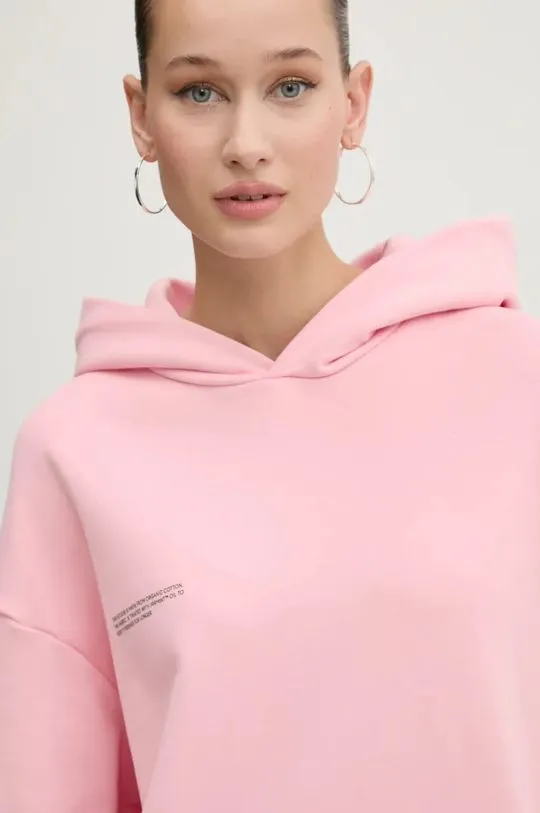 Pangaia cotton sweatshirt pink color hooded with a print