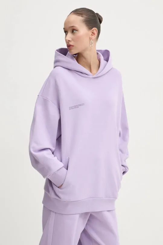 Pangaia cotton sweatshirt violet color hooded with a print