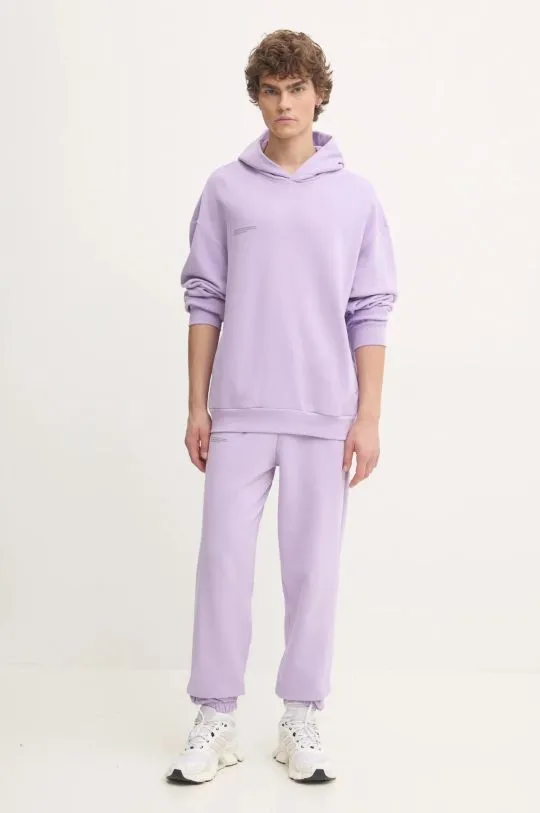 Pangaia cotton sweatshirt violet color hooded with a print