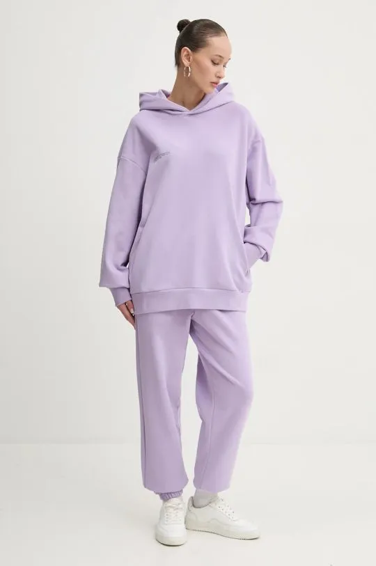 Pangaia cotton sweatshirt violet color hooded with a print